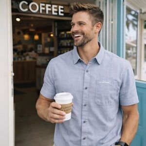 Calvin Klein Jeans Heavy Duty Cotton Button Up Down Mens Size Medium Gray Shirt